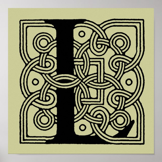 Poster Lettre L Monogramme Nœud Celtique Vintage (Devant)
