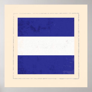 Poster Lettre nautique Signal "J" Drapeau