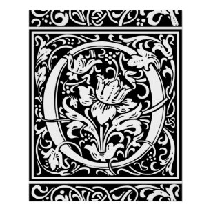 Poster Lettre O Monogramme Art Nouveau Médiéval