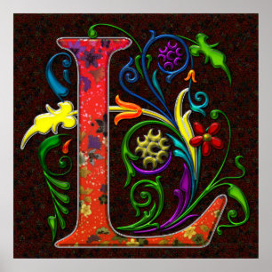 Poster LETTRE REGAL L avec art Arrière - plan