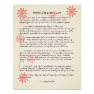 Poster Lettre sincère de la Fête des Mères à maman Typogr