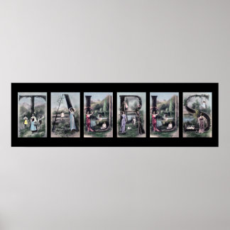 Poster LETTRE Vintage Alphabet TAURUS SYMBOLE Zodiaque