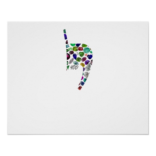 Poster Lettre 'YOD' faite de pierres précieuses dans tout (Devant)