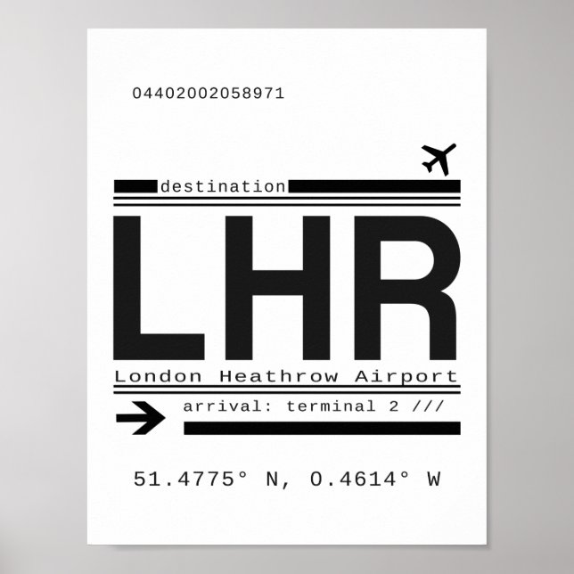 Poster Lettres d'appel LHR London Heathrow Airport (Devant)