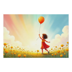 Poster Levée par la lumière - Une fille, Un ballon, Un ch