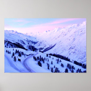 Poster Lever de soleil au-dessus d'affiche de montagnes