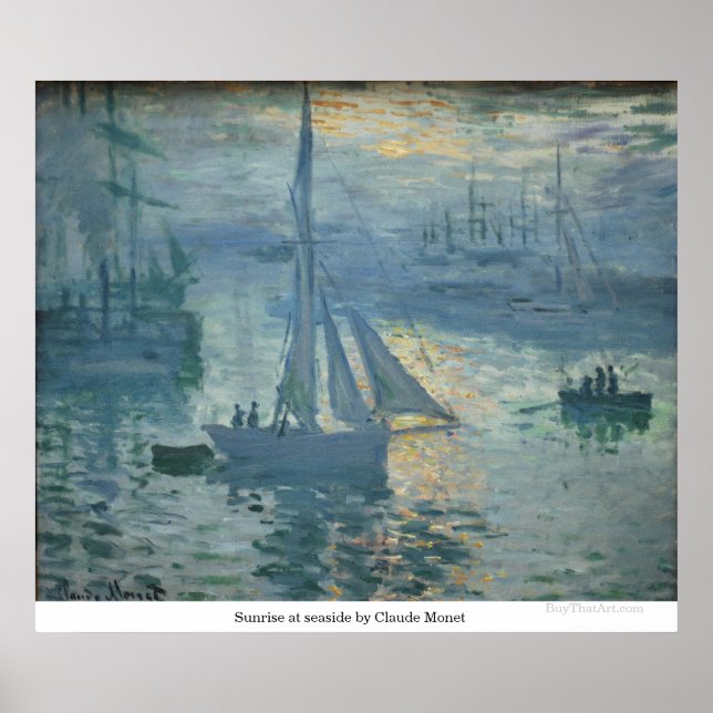 Poster Lever de soleil en bord de mer à Claude Monet (Devant)