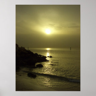 Poster Lever de soleil sur l'océan, golfe Arabique, Koweï