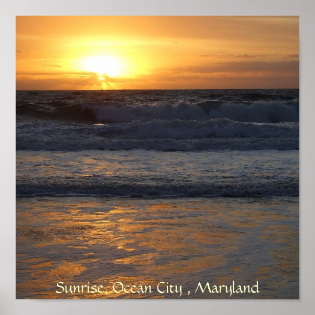 Poster Lever du soleil, Ocean City, mars... (Devant)