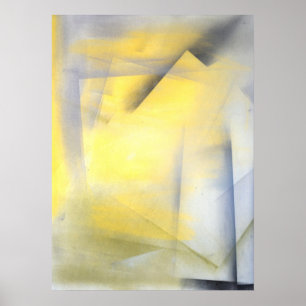 Poster 'Lever la barre' Gris et Jaune Art Abstrait Print