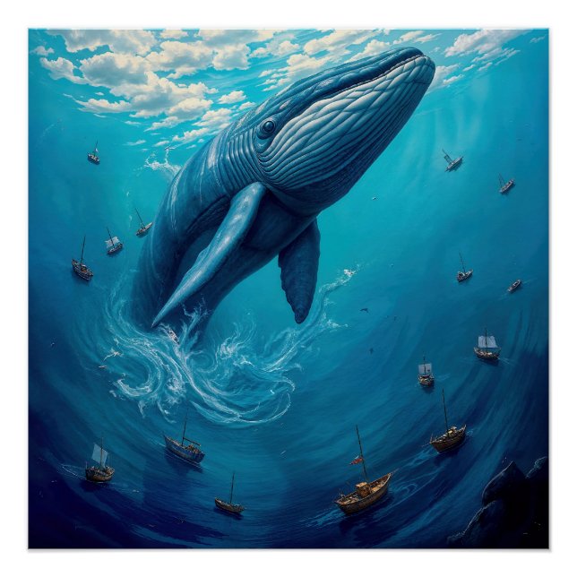 Poster Leviathan’s Flight to Freedom – Surreal Whale Art (Devant)