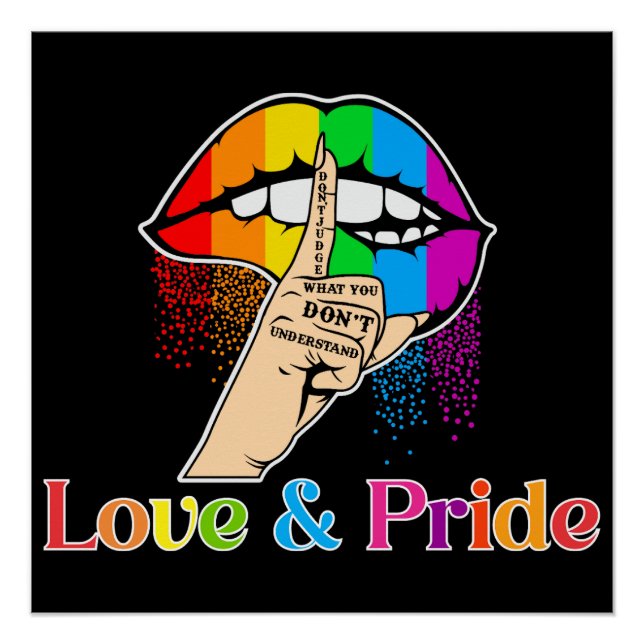 Poster Lgbt Rainbow Lips, Love et Fierté Lgbt (Devant)
