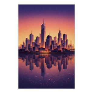 Poster L'heure dorée sur la skyline d'une ville moderne –