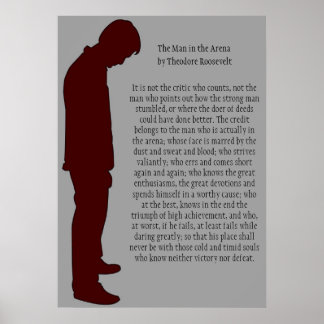 Poster L'homme dans l'arène Bourgogne et gris 20 X 28