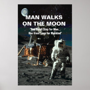 Poster L'homme marche sur l'astronaute de la Lune et la T