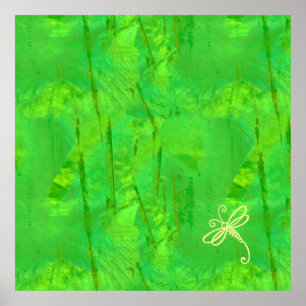 Poster Libellule Art Touché De Vert