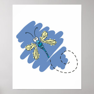 Poster libellule de gribouillis mignon