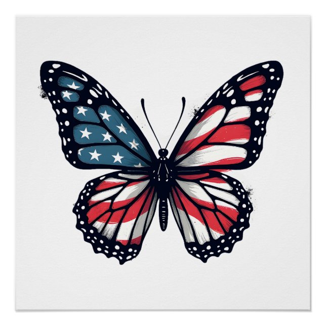Poster Libellule Drapeau Américain Patriotique 4 Juillet  (Devant)