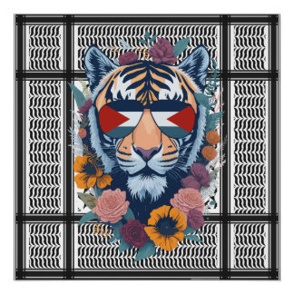Poster Libérez la Palestine ARABE AVEC CARTE tigre