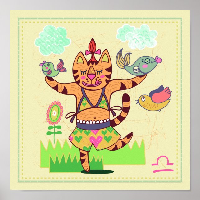 Poster Libra Cat Zodiac Nursery Imprimer (Devant)