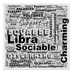 Poster Libra Zodiac Word Cloud Inspiration brillante