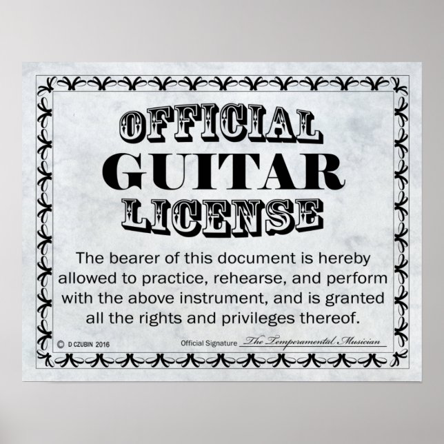 Poster Licence de guitare (Devant)