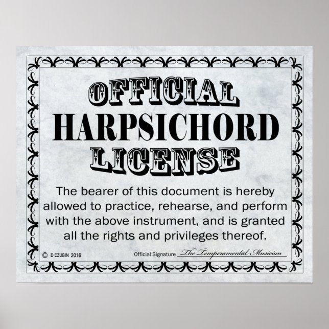 Poster Licence Harpsichord (Devant)