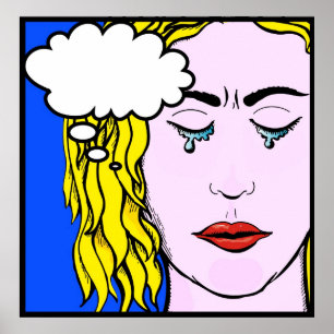 Poster Lichtenstein Style bande dessinée dame pleurer