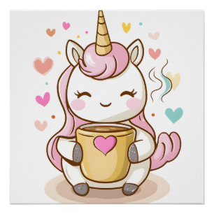 Poster Licorne Amoureuse de Café (1)