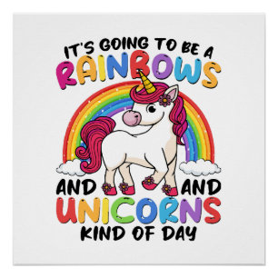 Poster licorne arc-en-ciel drôle mignonne