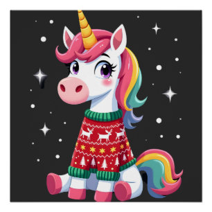 Poster Licorne avec Sweat de Noël Filles Licorne Chris