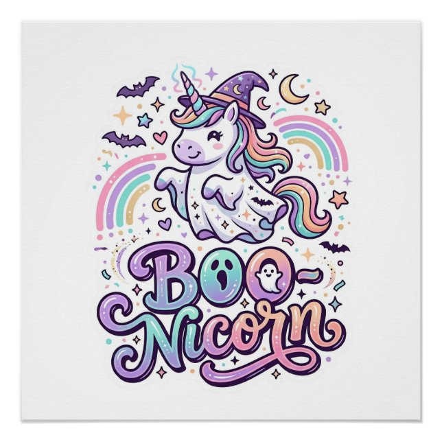 Poster Licorne Boo-licorne Vecteur Premium Conception Vec (Devant)
