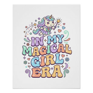 Poster Licorne Dans Mon Autocollant Kawaii d'Ère de Fille