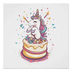 Poster Licorne de fête d'anniversaire (1)