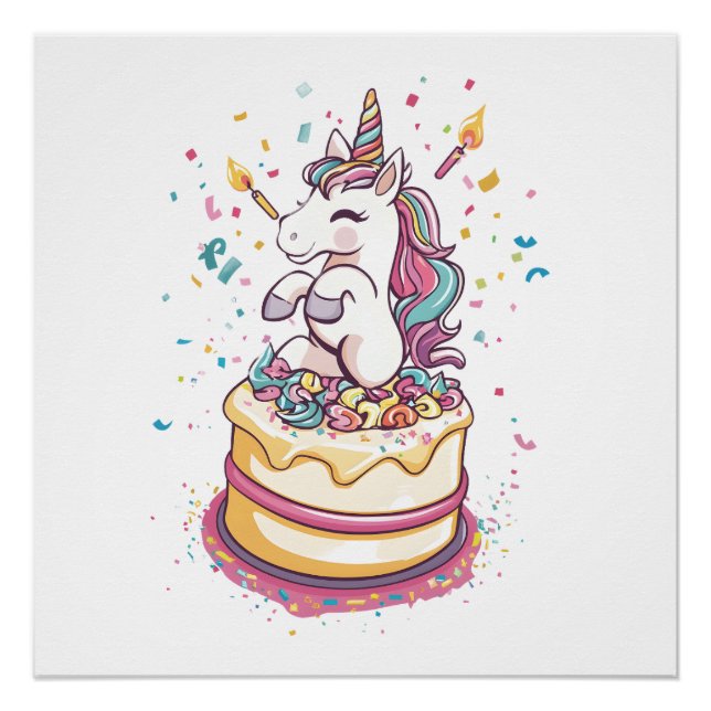 Poster Licorne de fête d'anniversaire (1) (Devant)