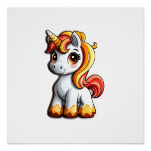 Poster Licorne de Halloween Mignonne Corne de Bonbons Mag