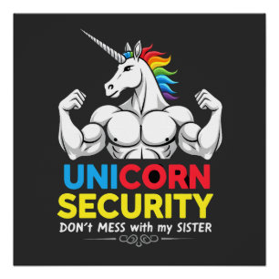Poster Licorne de sécurité de frère drôle ne plaisante pa