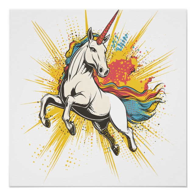 Poster Licorne d'explosion de bande dessinée (1) (Devant)