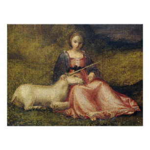 Poster Licorne endormie Antique Mystique Renaissance Ital