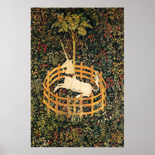 POSTER LICORNE ET FLEURS GOTHIQUES D'IMAGINAIRE, MOTIFS