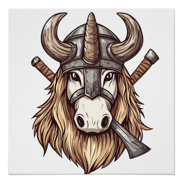 Poster Licorne Guerrier Viking (1) (Devant)