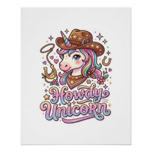 Poster Licorne Howdy Idee Cadeau Licorne Autocollant et C