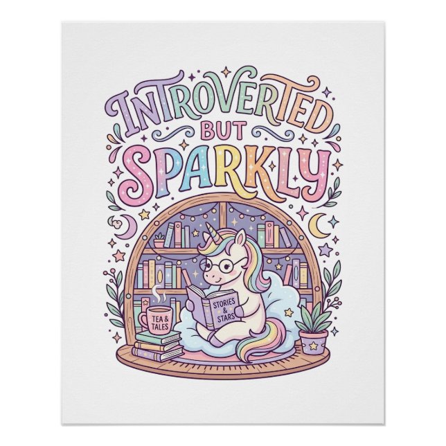 Poster Licorne Introvertie mais Originale Blanche Étincel (Devant)