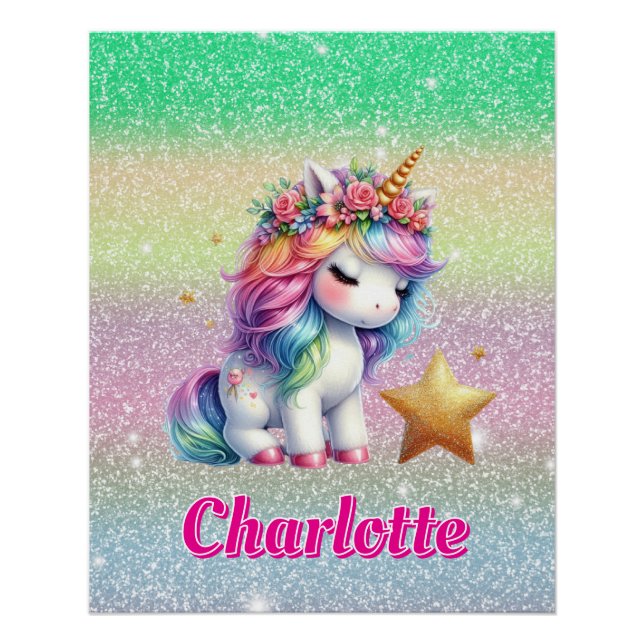 Poster Licorne magique étoile scintillante  (Devant)