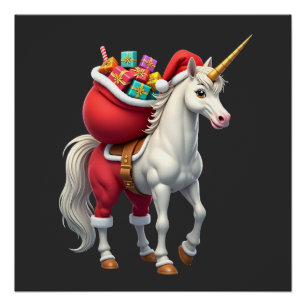 Poster Licorne Vilain Blague Drôle Noël Matin Famille