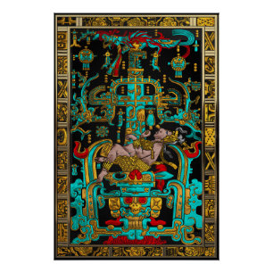 Poster Lid of Great Tomb of Pakal - Astronaut Palenque