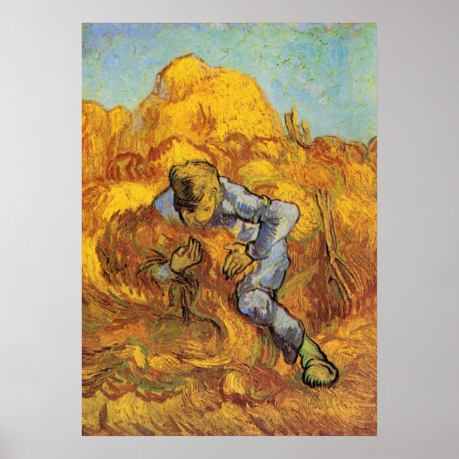 Poster Lieuse de gerbes (d'après Millet) par Vincent van  (Devant)