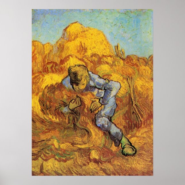 Poster Lieuse de gerbes (d'après Millet) par Vincent van  (Devant)
