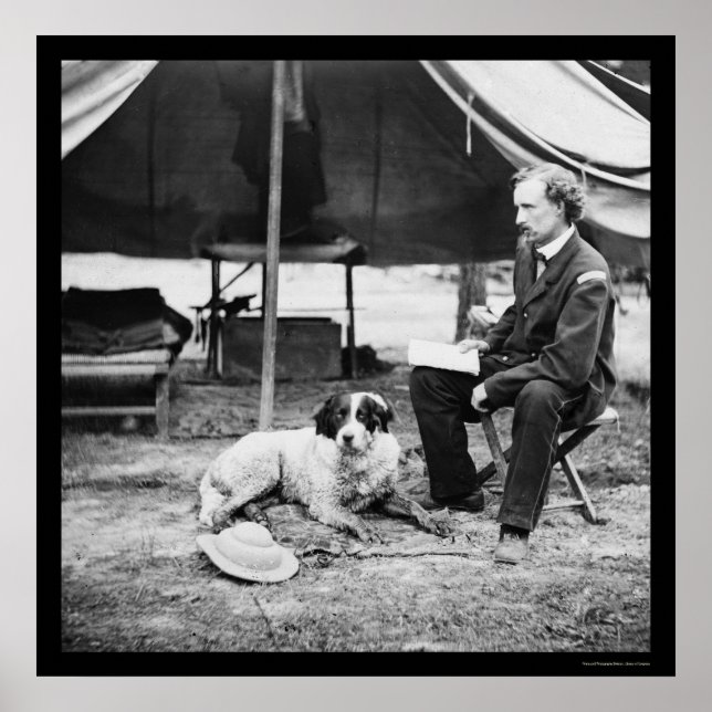 Poster Lieutenant George A. Custer & Dog at Peninsula, VA (Devant)
