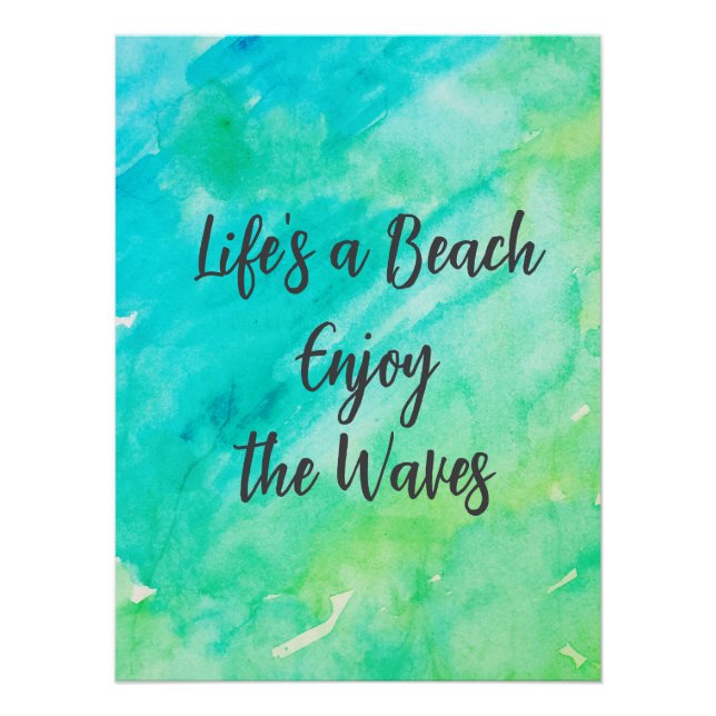 Poster Life's a Beach Profitez de la citation texture ble (Devant)